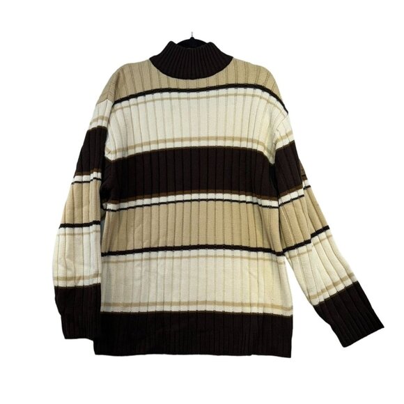 Southpole Authentic Collection Striped Ribbed Sweater Size M Brown & Beige - Picture 1 of 10